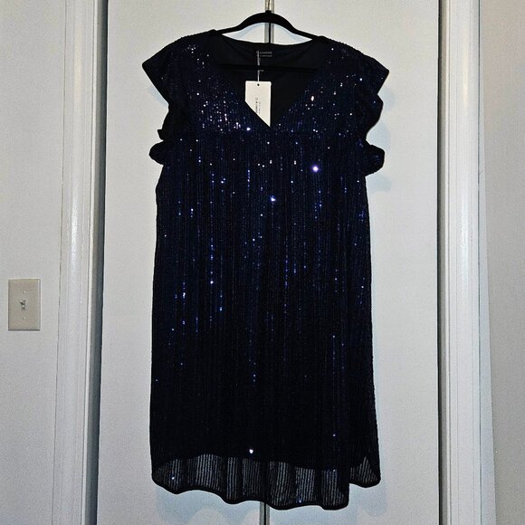 Bloomchic Sequin Cap Sleeve Ruffle Trim Dress 14-16(1X) NWT - Picture 3 of 3